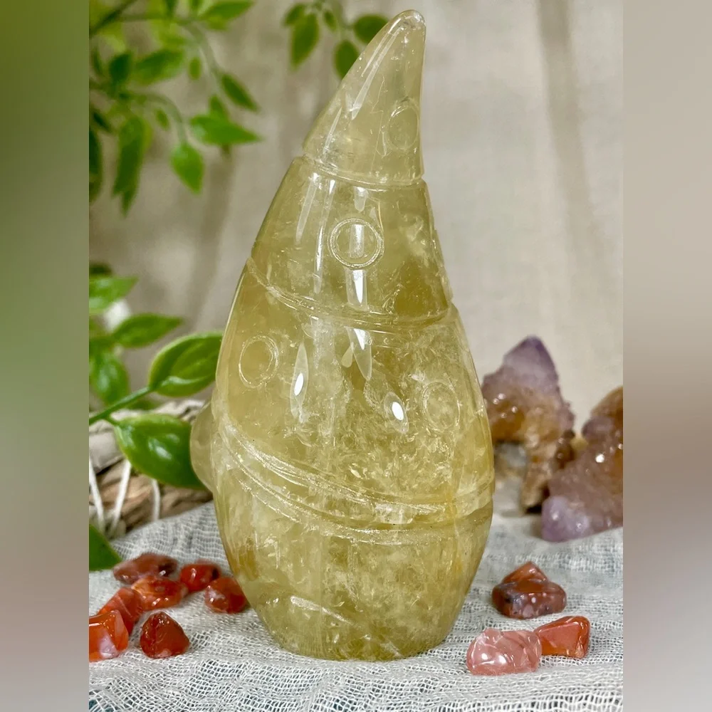 2513 Lemon Quartz Crystal Gnome Carving - Picture 5 of 11